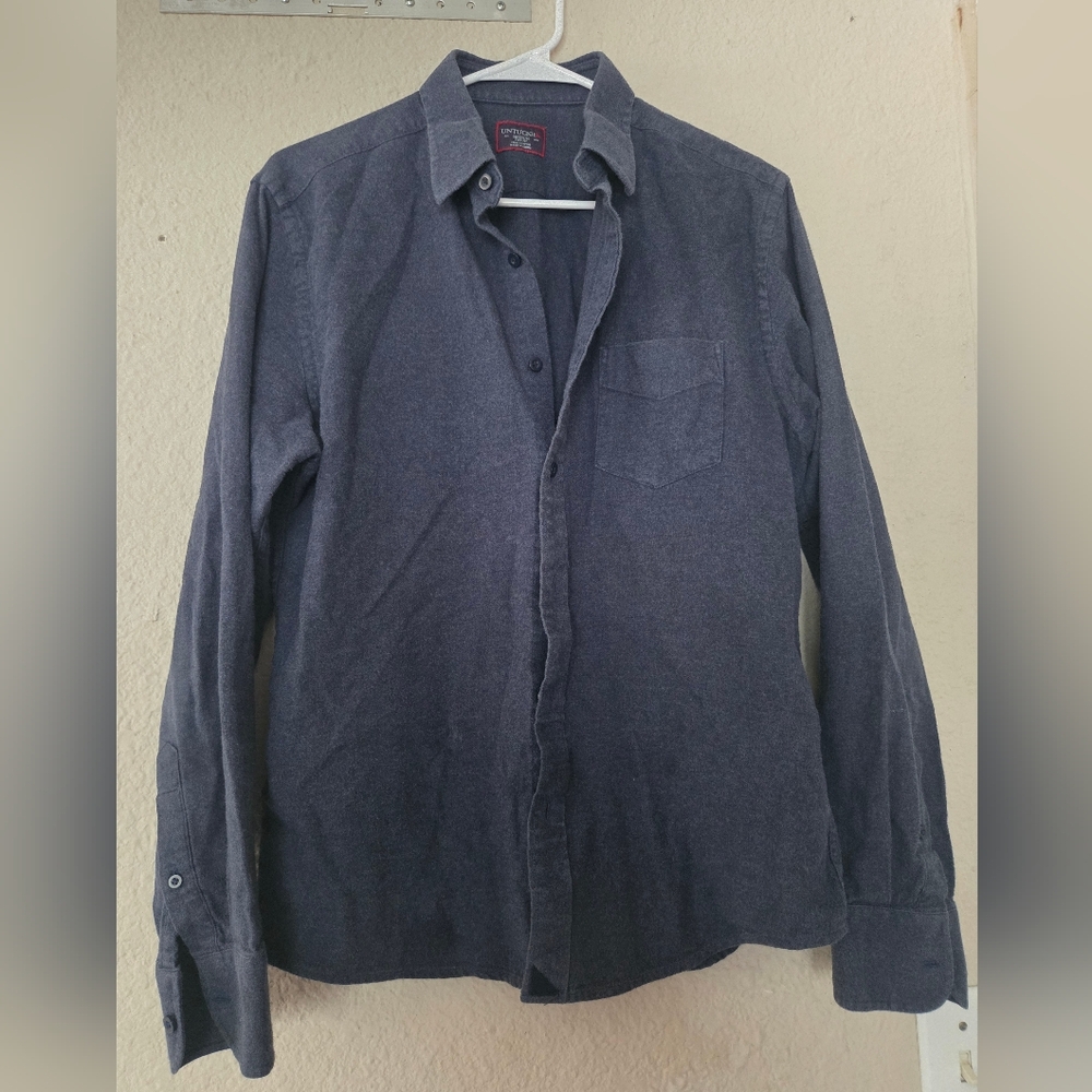 Men's Untuckit Casual Button Down Shirt - Flannel Navy